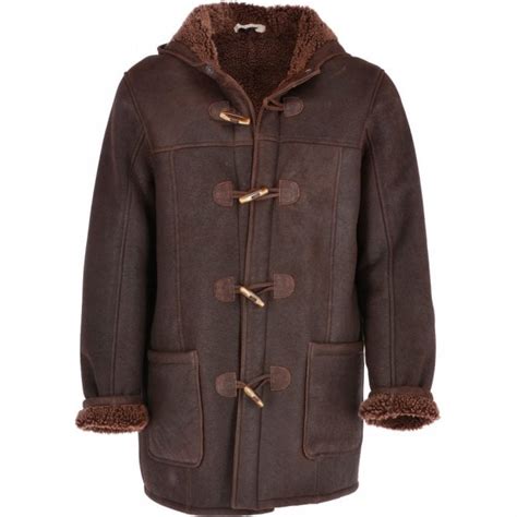 Hooded Sheepskin Duffle Coat Brown Christopher Sheepskin And Fur From