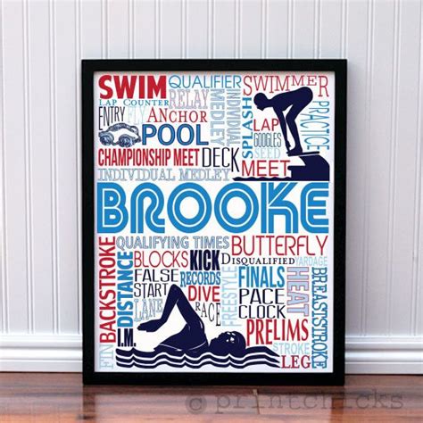 Competitive Swim Poster Personalized Girls Swim Decor Swim Team