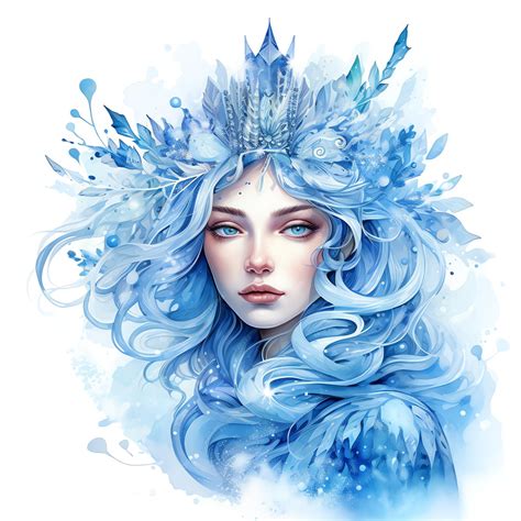Premium Ai Image Beautiful Ice Queen Fairy Blue Ice Winter Fairytale