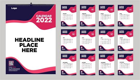 Free Monthly Wall Calendar Template Design For 2022 2023 2024 2025