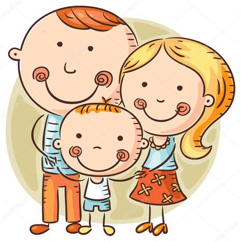 Feliz Familia De Dibujos Animados Con Un Niño 2023
