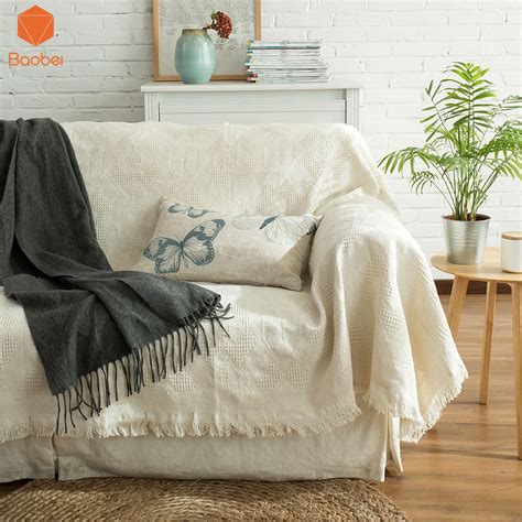 Solid 100 Cotton Sofa Towel Blanket Sofa Cover Line Blanket Decorative