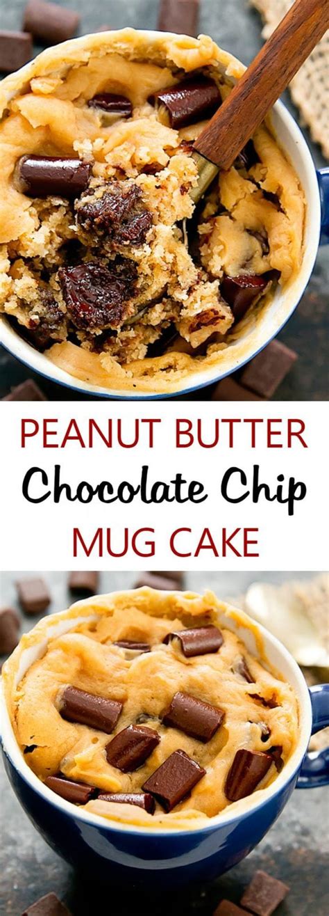 Vegan chocolate chip mug cake made in 2 minutes using healthy ingredients. Peanut Butter Chocolate Chip Mug Cake - Kirbie's Cravings
