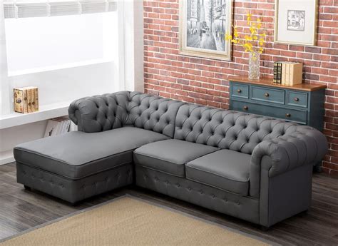 Maybe you would like to learn more about one of these? Empire Chesterfield Corner Sofa Bed in Grey PU Leather ...