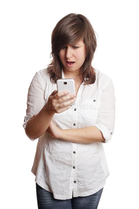 222 Shocked Woman Staring Smartphone Stock Photos Free And Royalty Free