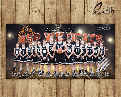 Basketball Team Photo Banner Design Wildcats Basketball Etsy