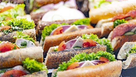 Freshly Prepared Sandwiches Sold In A Fast Food Restaurant Stock Image
