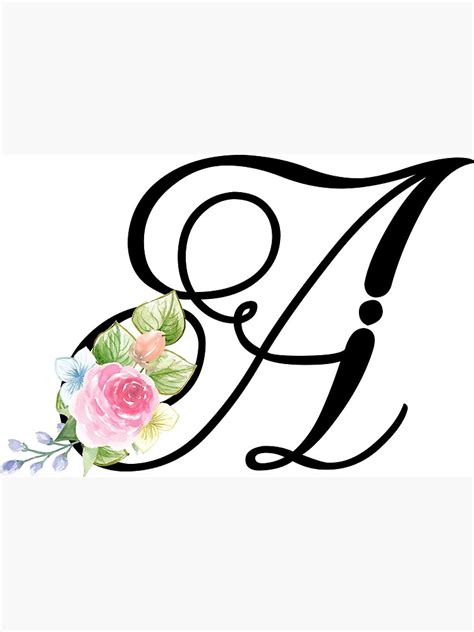 Floral Monogram Fancy Script Letter A Art Print For Sale By Grafixmom