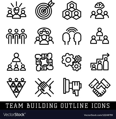 Team Building Icons Royalty Free Vector Image Vectorstock
