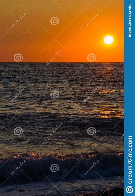 Amazing Sea Sunset The Sun Waves Clouds Stock Photo Image Of Beach