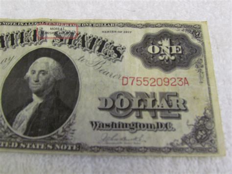 1917 Us Oversize 1 One Dollar Note Bill George Washington No Pin Hole