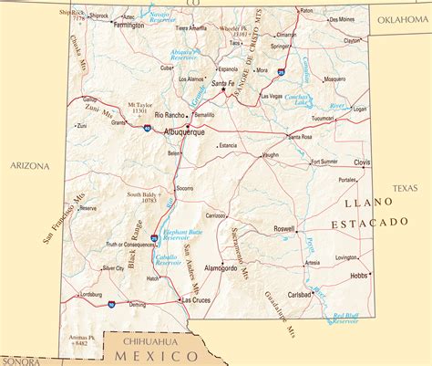 Large Map Of New Mexico State With Roads Highways Relief And Major Cities New Mexico State