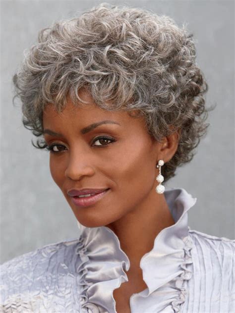 Old Women Grey Curly Short Hair Cap Wigs