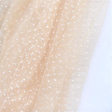 Nude Tulle Lace Fabric With Polka Dots Embroidered Tulle Mesh Etsy