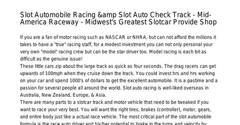 Slot Vehicle Racing Amp Slot Car Test Track Midamerica Raceway Midwests