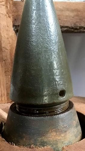 German Ww2 150mm Artillery Shell And Impact Fuse In Transport Cradle