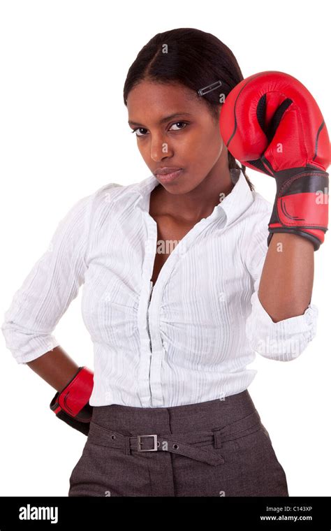 Young African American Woman Wearing Boxing Gloves Stock Photo Alamy