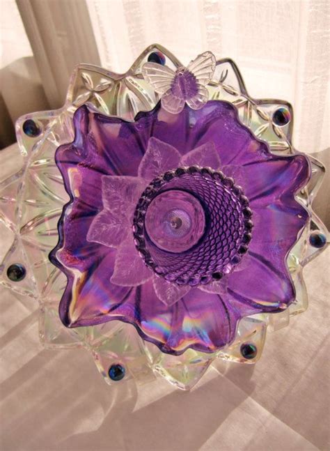 Purple Glass Garden Art Flower Yard Art Glass Plate Flower Etsy Australia Glass Plate