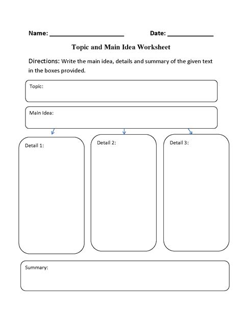 reading worksheets main idea worksheets