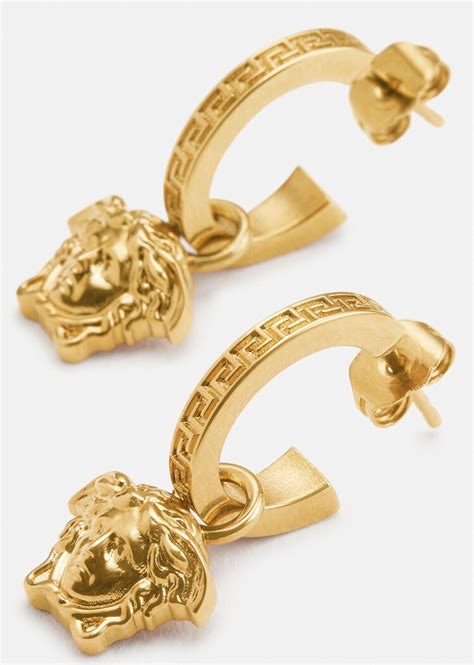 Versace Womens La Medusa Greca Hoop Earrings In Gold Versace Int Head Jewelry Versace