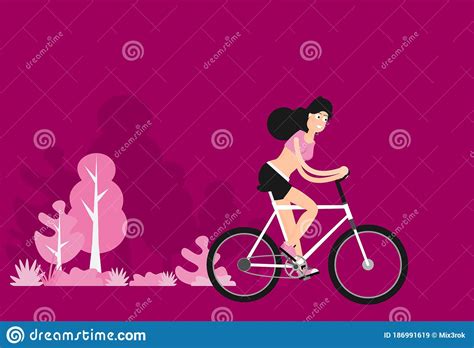 Happy Girl Riding A Bicycle Vector Illustration Stock Vector Illustration Of Adult Beautiful
