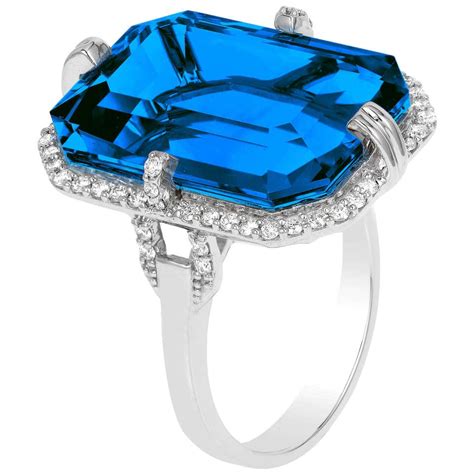 Stunning London Blue Topaz Diamond Gold Ring At 1stdibs