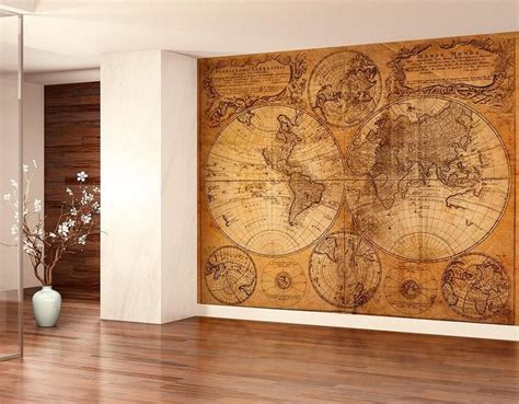 Old World Map Mural Vinyl Self Adhesive Wallpaper Decal Etsy World