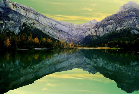 Fond Décran La Nature Montagne Suisse Lac Lausanne Reflet Yves