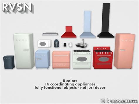 Smeglish Retro Kitchen Appliances Small Sims 4 Kitchen Sims 4