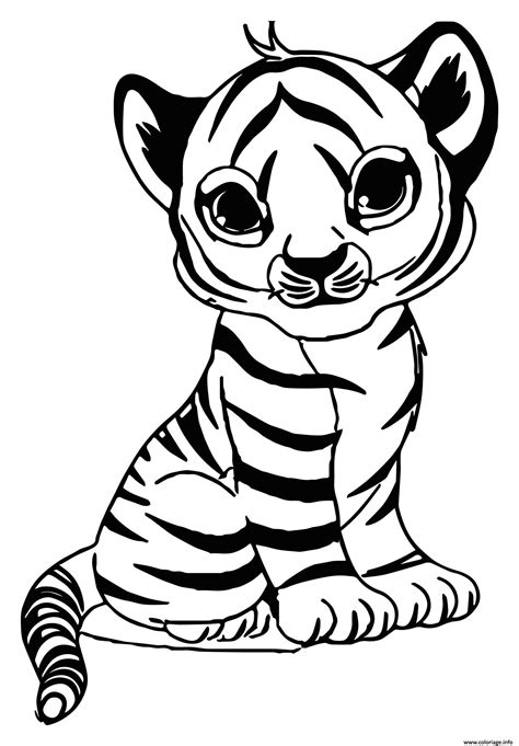 Coloriage Adorable Bebe Tigre Maternelle Jecolorie Com
