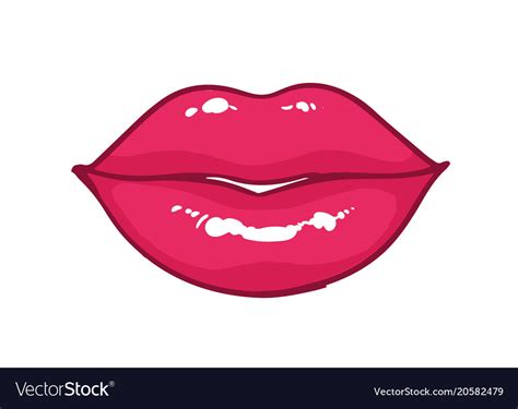 Bright Pink Glossy Lips Or Sexy Mouth Isolated On Vector Image