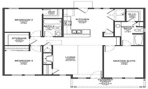 Simple Rectangular 4 Bedroom House Plans Small House Floor Plans