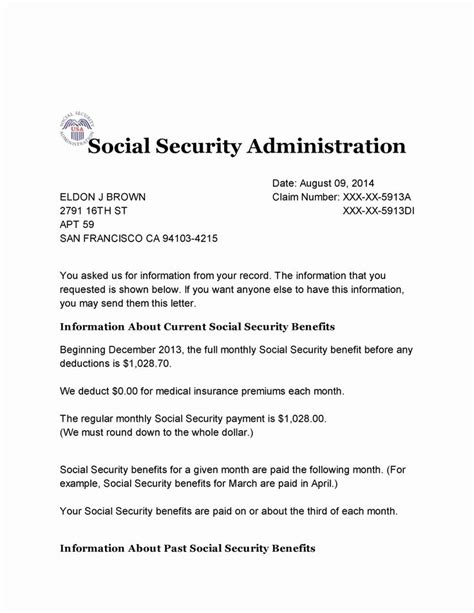 Benefits Verification Letter Beautiful Social Security Benefit Letter