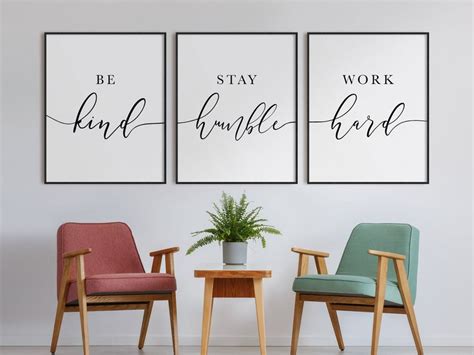 Be Kind Stay Humble Work Hard Positive Motivational Set Of Etsy