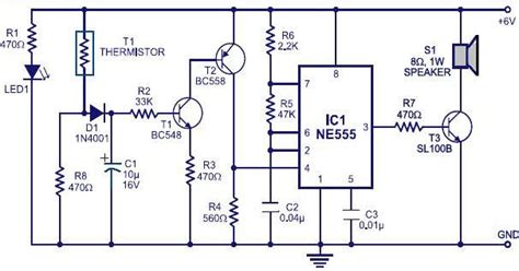 Fire Alarm Using Thermistor And Ne555 The Circuit