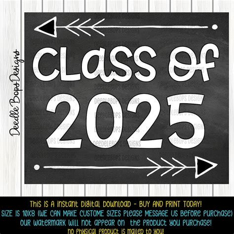 Class Of 2025 School Photo Prop Graduation Printable School Etsy