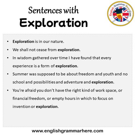 Sentences With Exploration Exploration In A Sentence In English