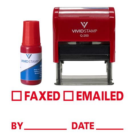 Faxed Emailed By Date Rubber Stamp Combo With Refill Red Ink Medium