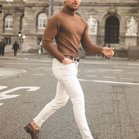 White Turtleneck Outfit White Jeans Outfit Mens Turtleneck Outfits