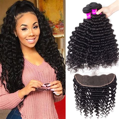 Brazilian Deep Wave 3 Bundles With Frontal Tinashehair