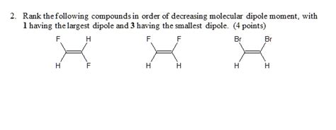 Solved Rank The Following Compounds In Order Of Decreasing Molecular