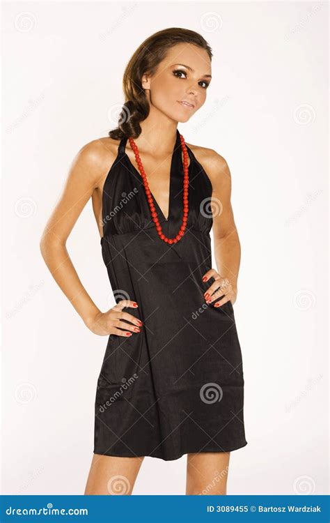 brunette in black stock image image of fresh skinny 3089455