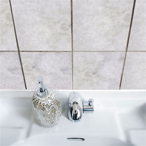 Yanqiao White Grunge Tiles Sticker For Kitchen Bathroom Peel And Stick