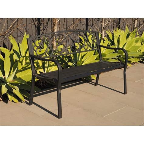 Garden benches offer not only a decorative flare but also a place to sit and relax, talk, read a book or entertain. Hartman Black Cast Iron And Steel Bench | Bunnings Warehouse