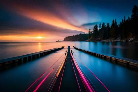 A Long Exposure Photograph Of A Dock In The Water Ai Generated