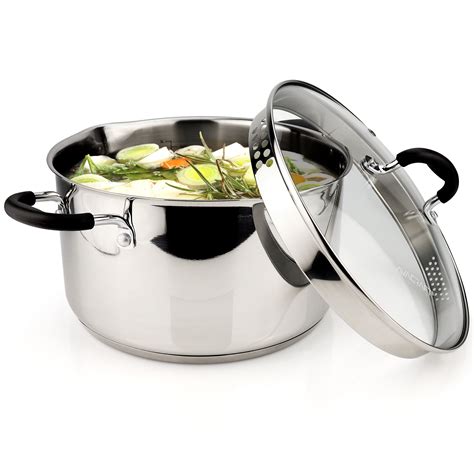 Avacraft Top Rated Stainless Steel Stockpot With Glass Strainer Lid 6