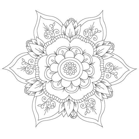 Pretty Mandala In The Shape Of Flowers Mandalas Kids Coloring Pages