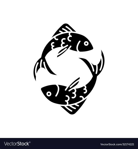 Pisces Zodiac Sign Black Glyph Icon Royalty Free Vector