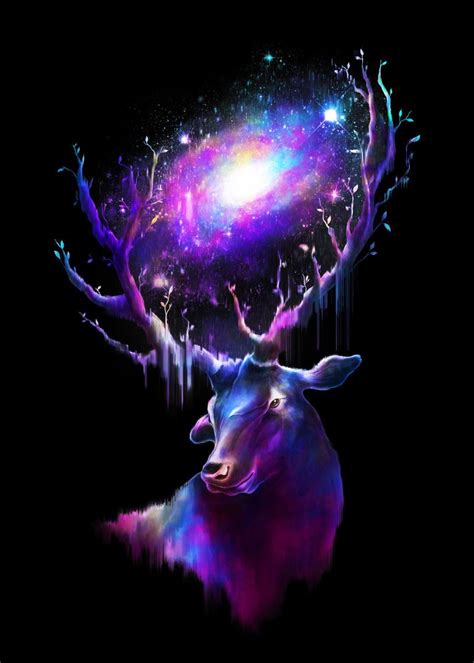 Galaxy Painting Galaxy Art Cervo Tattoo Deer Wallpaper Deer Art