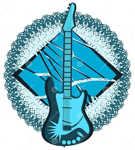 Stylized Guitar On Abstract Decoration Isolated Stock Vector